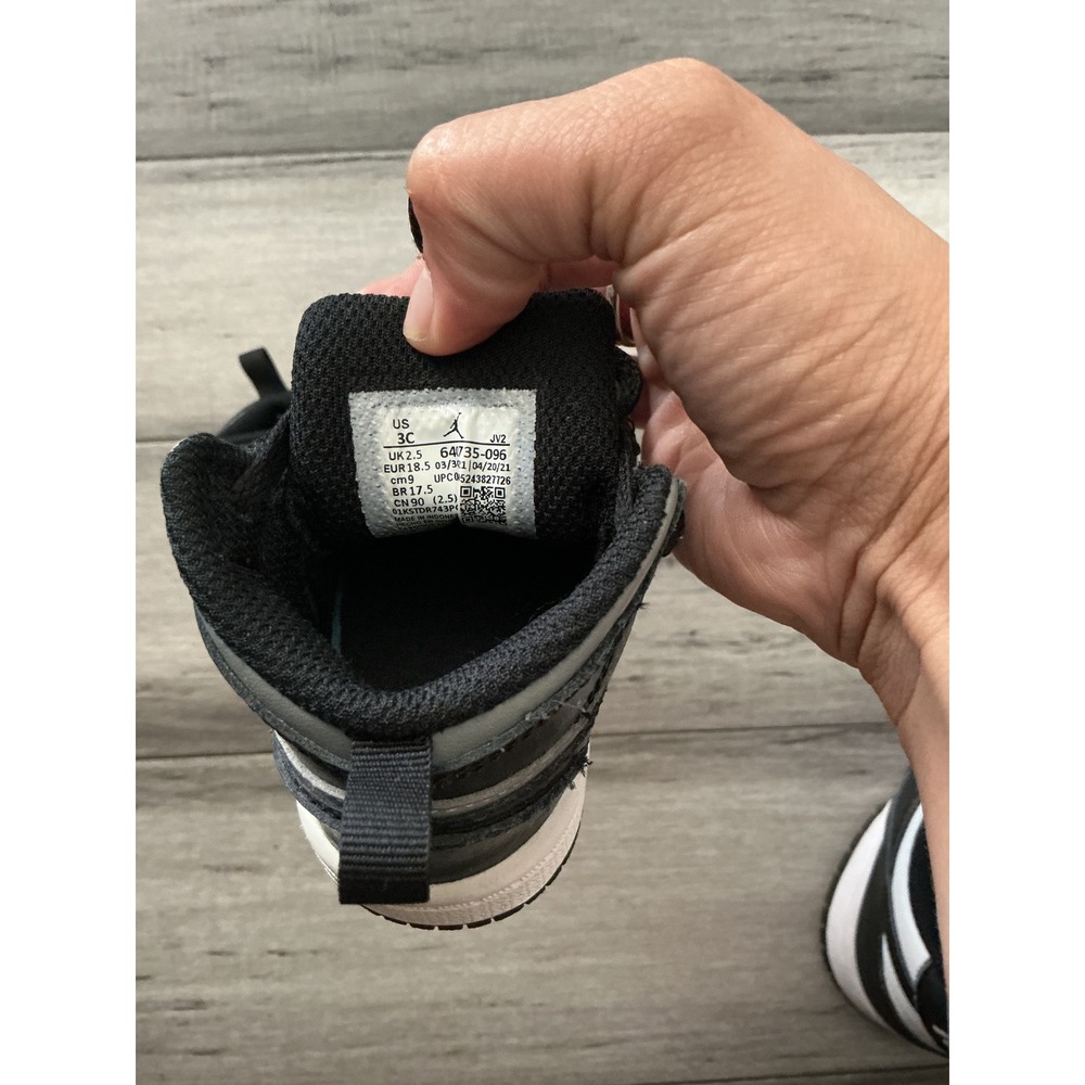 Jordan 1 Mid Shadow 2.0 Black Grey Toddler Sneakers 647735-096 Size 3C - Picture 5 of 5